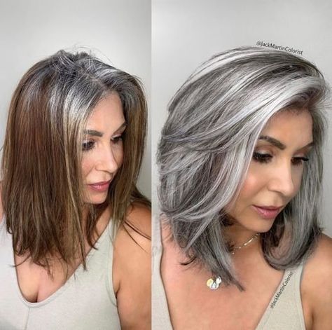 Anti Gray Hair, Jack Martin, Grey Hair Transformation, Kadeřnické Trendy, Gorgeous Gray Hair, Hot Hair Colors, Silver Highlights, Gray Hair Growing Out, Silver Hair Color