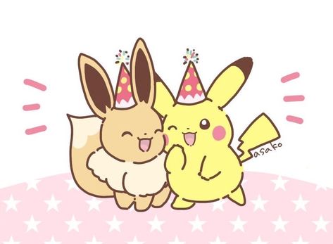 Pokemon Birthday Card, Birthday Pikachu, Eevee Cute, Pikachu Drawing, Zelda Birthday, Pokemon Sketch, Pokemon Backgrounds, Pokemon Birthday Party, Birthday Illustration