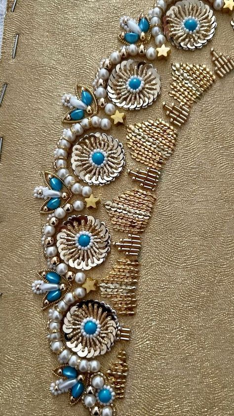 Khatli Work, Saree Painting Designs, Classic Embroidery, Tambour Beading, Gold Work Embroidery, Tambour Embroidery, Bead Embroidery Tutorial, Kurti Embroidery Design, Couture Embroidery