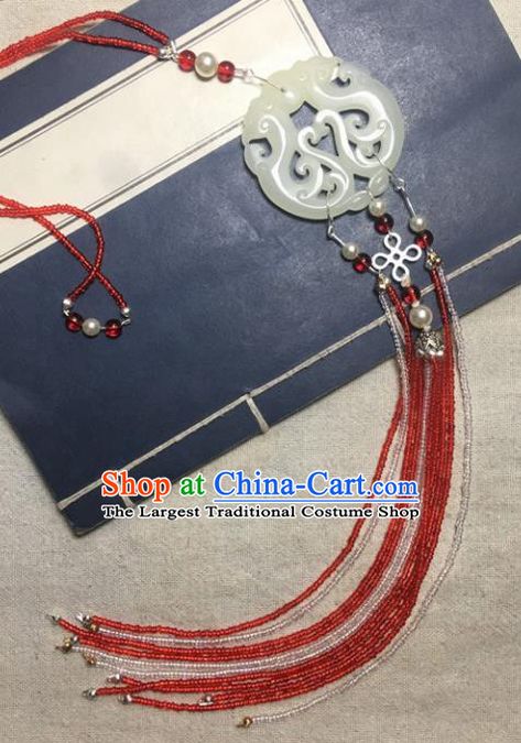 Traditional Chinese Hanfu Jade Carving Waist Accessories Palace Red Beads Tassel Pendant Ancient Swordsman Brooch Chinese Pendant, Chinese Jewerly, Waist Accessories, Traditional Chinese Hanfu, Jade Amulet, Chinese Accessories, Jewelry Drawing, Chinese Hanfu, Kawaii Jewelry