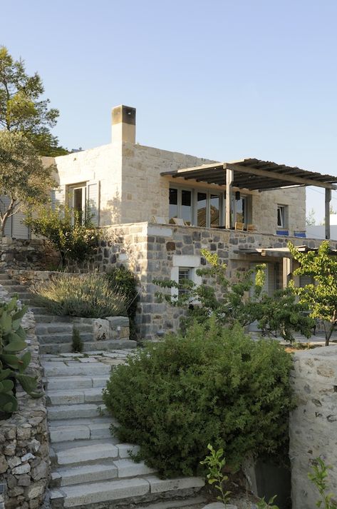 Greek Stone House, Small Stone Cottage, Patmos Greece, Small Stone House, Limestone House, Greece House, Vacation Houses, Moroccan Houses, House Mediterranean