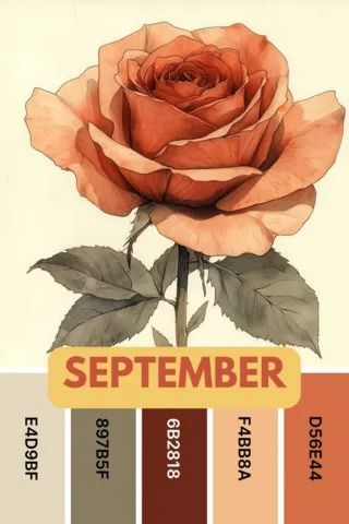 Best color palettes for floral Autumn designs! September Palette, Best Color Palettes, Autumn Roses, September Colors, Create Color Palette, Warm Color Palette, Autumn Rose, Fall Designs, Warm Colour Palette