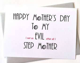 Happy Mothers Day card for step mom, funny step mother mothers day card. Not so evil stepmother. Handmade Mothers Day Card, Dollar Store Diy Decorations, Happy Mothers Day Card, Evil Stepmother, Birthday Cards For Mom, Mommy Gift, Step Mom Gifts, Happy Mother's Day Card, 50th Birthday Cards