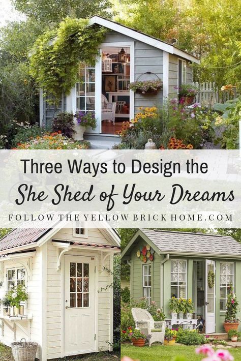 She Shed Exterior Ideas, She Shed Exterior, Shed Exterior Ideas, She Shed Decorating Ideas, Shed Inspiration, She Shed Ideas, Diy She Shed, Gazebo Decor, Garden Shelter