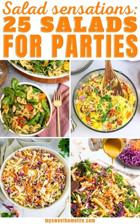 Take your party game to the next level. These delicious salads for parties are perfect for sharing. Salad Bars For Parties, Best Party Salads, Birthday Party Salad Ideas, Salad Bar Ideas Party, Salad Bar Party, Salad Bar Ideas, Salads For Parties, Cold Italian Pasta Salad, Anniversary Food