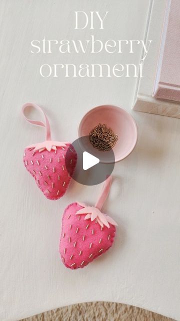 Katie Buehrer on Instagram: "Make a cutie strawberry ornament with me! 🍓" Strawberry Craft, Strawberry Crafts, Grey, Christmas, On Instagram, Instagram