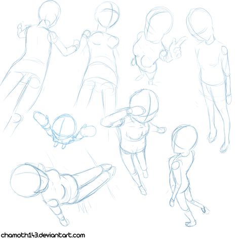 Above Perspective Pose, Above Perspective, Pose Template, Perspective Angles, First Sketch, Character Sketches, Character Sketch, Character Ideas, Drawing Poses