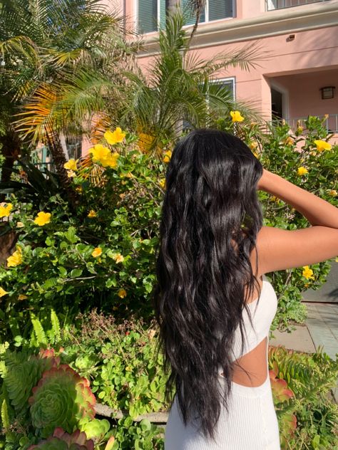 Long Curly Healthy Hair Aesthetic, Long Layered Hair On Wavy Hair, Natural Long Wavy Hair Aesthetic, Long Thick Black Hair Aesthetic, Brown Hair Summer Aesthetic, Healthy Hair Aesthetic Wavy, Beach Wave Black Hair, Haircut Ideas For Long Hair Wavy, Long Healthy Hair Vision Board