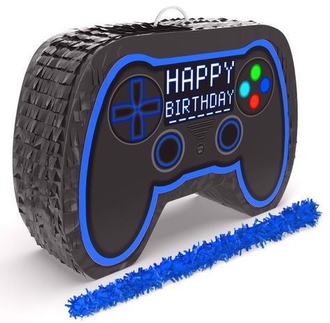 PRICES MAY VARY. PERFECT for any party decorations, birthday party, gamer theme party or centerpiece decorations, our pinata also has an opening ready for you to put candies and other surprises GAME ON and amaze your guests with this durable Gamer Pinata, this item measures approximately 17.5 x 11 x 3.7 inches and can fit up to 2lbs of candy (adult supervision recommended) LEVEL UP and share the fun with your loved ones. This traditionally handcrafted Birthday Pinata will be the sensation of you Gamer Birthday Party Decorations, 8th Birthday Boy Party Theme, Gaming Theme Birthday Party, Game On Birthday Party Ideas, Arcade Themed Birthday Party, Playstation Decor, Gaming Party Decorations, Video Game Theme Birthday Party, 10th Birthday Cakes For Boys