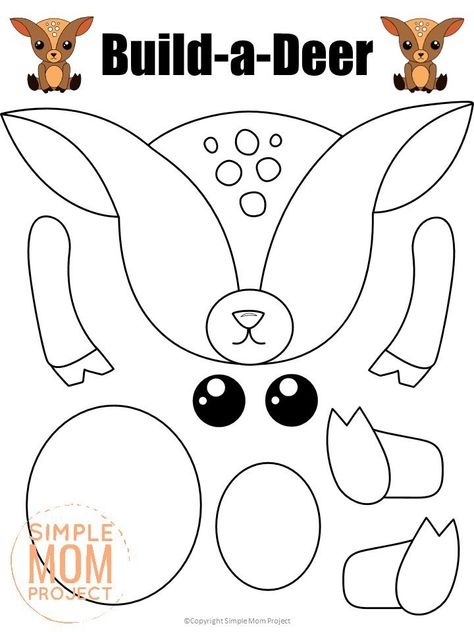 Forest Animal Crafts, Felt Animal Patterns, Animal Templates, Reindeer Craft, Toddler Activity, Animal Crafts For Kids, Printable Crafts, Woodland Animal, Marianne Design