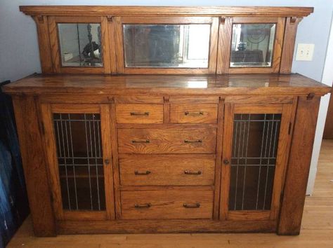 Antique Salvaged Minneapolis Craftsman Built-In Buffet | No. 6 Antique English & European Fine Furniture Auction | K-BID Craftsman Buffet, Buffet Built In, Sketchup Woodworking Plans, Built In Sideboard, Craftsman Dining Room, Built In Buffet, Arts Crafts Style, Wood Detail, Craftsman House