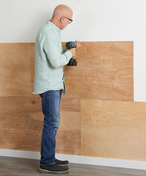 Plywood Wall Paneling, Ikea Hallway, Plywood Interior, Plywood Board, Plywood Walls, Colour Hallway, Traditional Paint, Wood Accent Wall, Plywood Panels