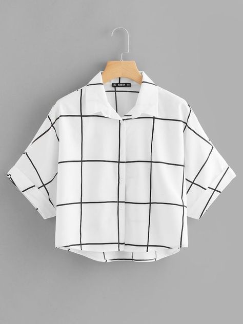 Pakaian Crop Top, Casual Plaid Shirt, Haine Diy, Women Blazer, Trendy Fashion Tops, Summer Work Outfits, Crop Top Outfits, Fesyen Hijab, Fashion Attire