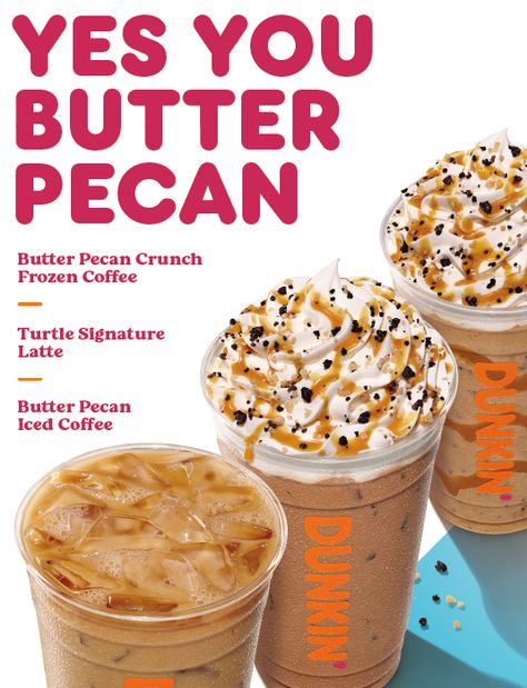 Butter Pecan Crunch Frozen Coffee, Dunkin Iced Latte Order, Dunkin Secret Menu Drinks, Butter Pecan Iced Coffee, Dunkin Donuts Iced Coffee Order, Dunkin Donuts Drinks, Dunkin Donuts Recipe, Best Dunkin Donuts Drinks, Dunkin Donuts Iced Coffee Orders