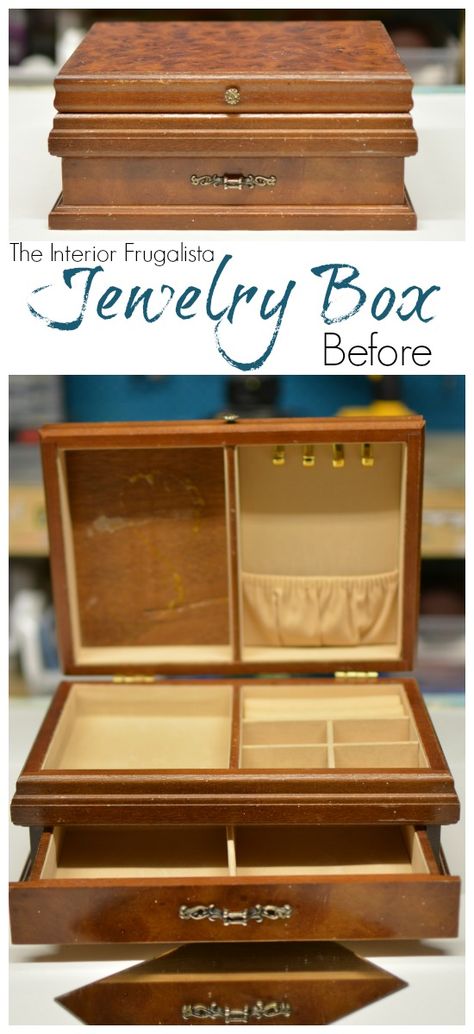 Thrift Store Jewelry Box Before Repurposed Into Remote Control Storage Jewelry Boxs, Thrift Store Jewelry, Diy Old Furniture Makeover, Jewerly Box Diy, Recycle Projects, Frugal Decor, Box Makeover, Diy Toy Storage, Jewelry Box Makeover