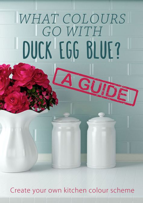 Learn what colours go with duck egg blue in order to begin your next home project. We'll show you how to create the perfect palette with these great ideas. Duck Egg Blue Colour Palette, Duck Egg Blue Bathroom, Duck Egg Kitchen, Duck Egg Blue Living Room, Duck Egg Blue Kitchen, Duck Egg Blue Bedroom, Duck Egg Blue Colour, Duck Egg Colour, Kitchen Colour Schemes