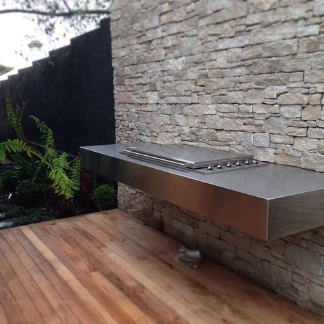 Canterbury project BBQ looks great floating off the new stonework. #WarburtonProject Barbacoa Jardin, Bbq Bar, Outdoor Bbq Area, Outdoor Barbeque, Bbq Island, Barbecue Area, Built In Bbq, Built In Grill, Bbq Area