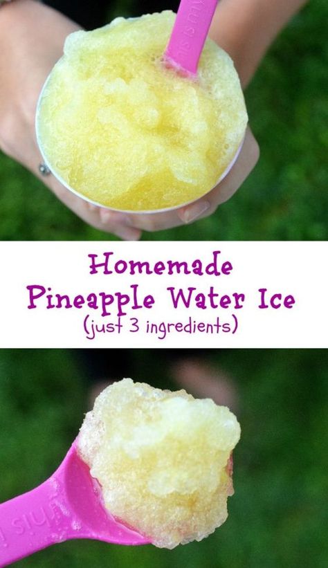 Shaved Ice Ideas, Water Ice Recipe, Pineapple Water Recipe, Italian Ice Recipe, Icing Recipe For Cake, Shaved Ice Recipe, Ice Recipe, Lemonade Popsicles, Icee Recipe