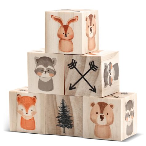 PRICES MAY VARY. Cute Animal Nursery Decor: with 6 pieces of small square blocks included in the package, you can turn your nursery or child's room into a cute jungle themed place with jungle themed nursery decorations; And each side of the square blocks has a different animal patterns: fox, raccoon, rabbit, bear and so on; The set allows you to mix and match colors and designs, giving you many possibilities for decorating your space or event Lovely Room Decor: these animal decors are a delightf Shelf Decor For Bedroom, Baby Boy Animal Nursery, Woodland Animals Nursery, Boho Rainbow Nursery, Dragon Nursery, Woodland Animals Theme, Rainbow Nursery Decor, Girl Woodland, Woodland Animal Nursery