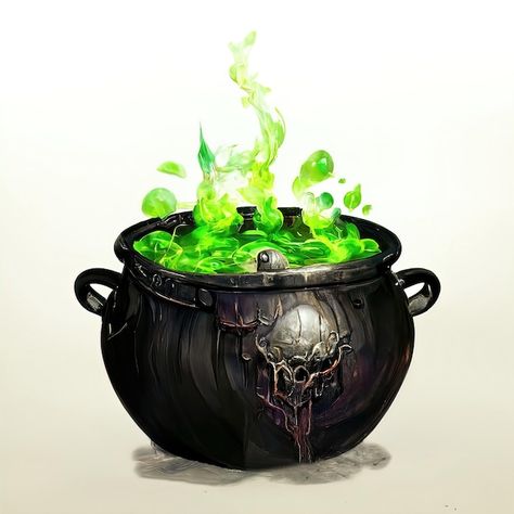 Cauldron Illustration, Potion Illustration, Witch Cauldron, Magic Potion, Witches Cauldron, Game Ui, Halloween Printables, Premium Photo, Witch