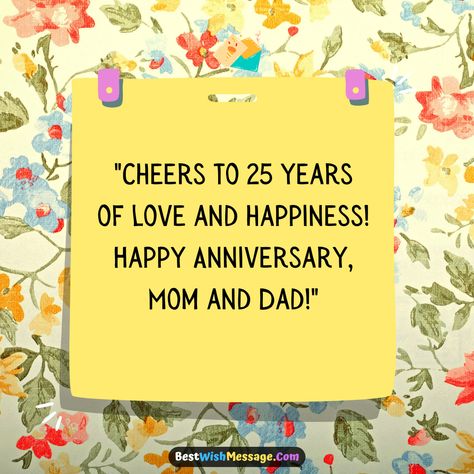 From the first 'I do' to 25 years of cherished memories, these loving anniversary wishes for parents capture the essence of enduring love. 💑💍 Let's toast to their journey together! #SilverAnniversary #ParentalLove #MarriageMilestone #FamilyBonds 25th Anniversary Wishes For Parents, Anniversary Wish For Parents, Anniversary Message For Parents, Anniversary Quotes Parents, Parents Anniversary Wishes, Anniversary Cards For Parents, Wedding Anniversary Wishes For Parents, Happy Anniversary Parents, Happy 27th Anniversary