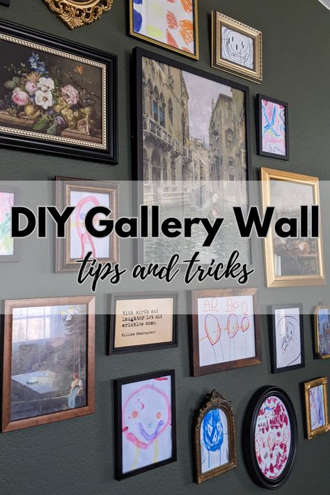 Discover gorgeous gallery wall ideas that will transform your space. Learn how to design a gallery wall with my top gallery wall tips for a beautiful and personalized touch. Wall Gallery Ideas Dining Room, Cottage Gallery Wall Ideas, Small Art Gallery Wall, Gallery Wall Different Size Frames, Creating A Gallery Wall, Craft Room Gallery Wall, How To Gallery Wall Layout, Modern Eclectic Gallery Wall, Gallery Wall Different Frames