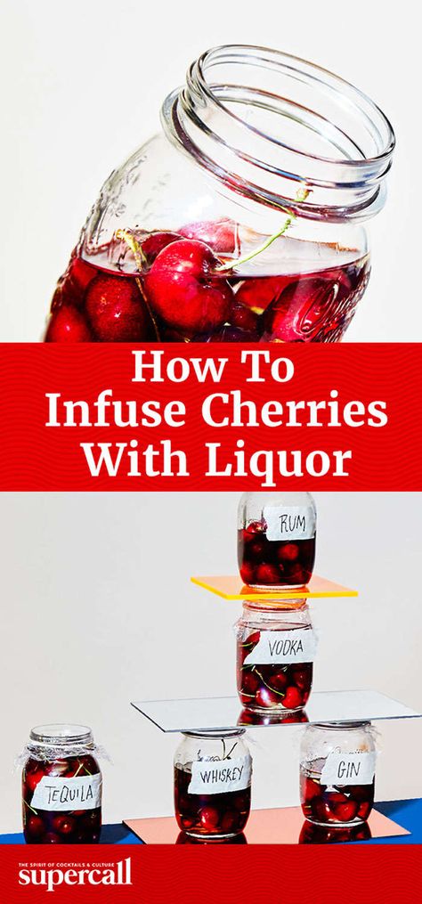 Cherry Soaked In Alcohol, Drunken Cherries Recipe, Alcohol Infused Fruit, Alcohol Soaked Fruit, Pickle Vodka, Infused Liquors, Alcoholic Treats, Homemade Liquor, Moonshine Recipes