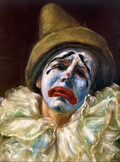 Sad clown Clown Paintings, Theme Tattoo, Vintage Clown, Clown Faces, Blue Magic, Soyut Sanat Tabloları, Creepy Clown, A Clown, 인물 드로잉