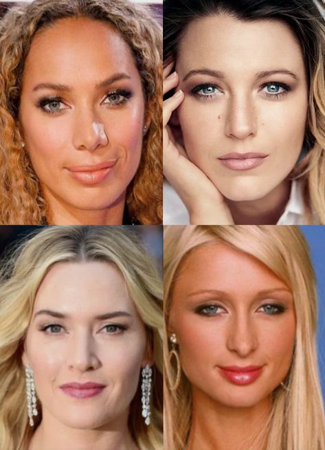 headshots of leona lewis, blake lively, kate winslet, and paris hilton, all who have ethereal natural style essences Ethereal Dramatic, Natural Dramatic, Ethereal Romantic, Ethereal Style, Face Essence, Style Essence, Romantic Classic, Dramatic Hair, Dramatic Style