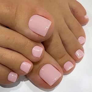 KXAMELIE Solid Color Square Press on Toenails Short,Glossy Fake Toenails Press on Nails Acrylic Toe Nails,Reusable Baby Pink Toenails Fake Toe Nails Natural in 24 PCS,Seamless Fit Toe Nails Glue on Pale Pink Toe Nails, Pink Toe Nails Ideas, Soft Pink Toe Nails, Toe Nail Designs Pink, Spring Toenail Colors 2024, Toe Nails Natural, Spring Toenail Colors, Pink Toenails, Pink Pedicure