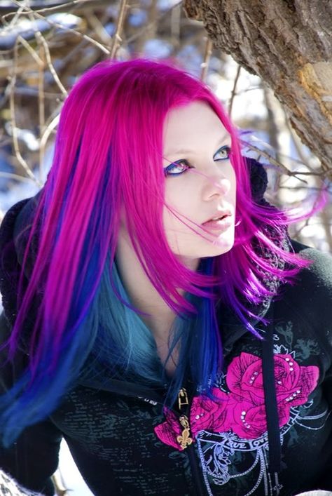 Hot Pink/Electric Blue/Blue Cotton Candy Hair. Pink And Blue Hair, Blue And Pink Hair, Funky Hair, Cotton Candy Hair, Best Hair Color, Pretty Hair Color, Bright Hair, Funky Hairstyles, Hair Nails