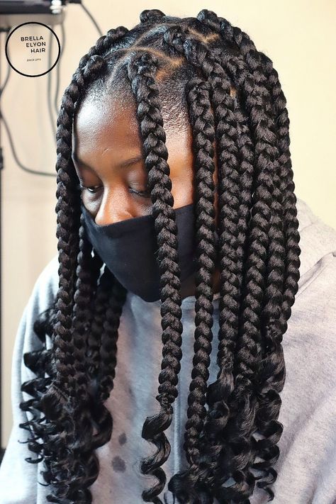 Makeba Braids Styles, Protective Styles For Natural Hair Short, Hair Braid Designs, Chiffon Hair, Lemonade Braids Hairstyles, Hair Clip Bow, Short Box Braids Hairstyles, Big Braids, Short Box Braids