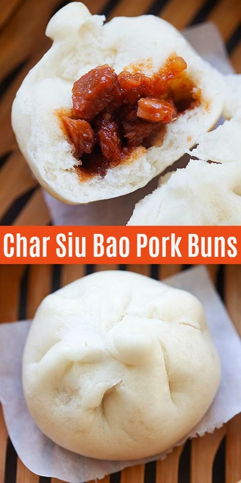 Char Siu Bao Recipe, Bao Recipe, Buns Recipe Easy, Char Siu Bao, Steam Buns Recipe, Siu Bao, Steamed Pork Buns, Steamed Pork, Chinese Bbq Pork