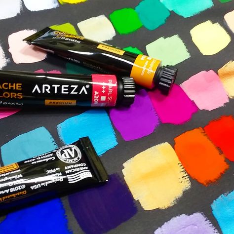 Arteza Metallic Gouache and 60 Color Set Review The Frugal Crafter, Acrylic Painting Tips, Diy Watercolor, Velvet Matte, Saturated Color, Painting Tips, Metallic Colors, Watercolor And Ink, Color Set