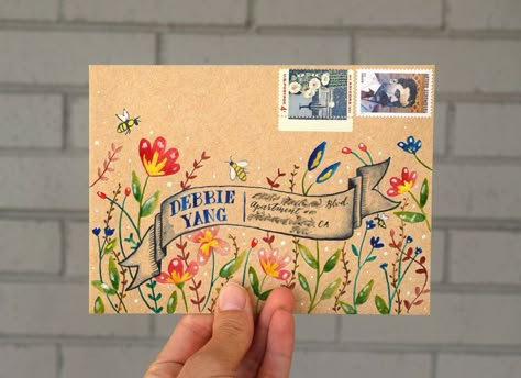 Floral Illustration Tutorials – Page 2 of 3 | The Postman's Knock Snail Mail Art, Mail Art Envelopes, Watercolor Calligraphy, Decorated Envelopes, Envelope Art, Envelope Design, Illustrator Tutorials, Mail Art, Letter Writing