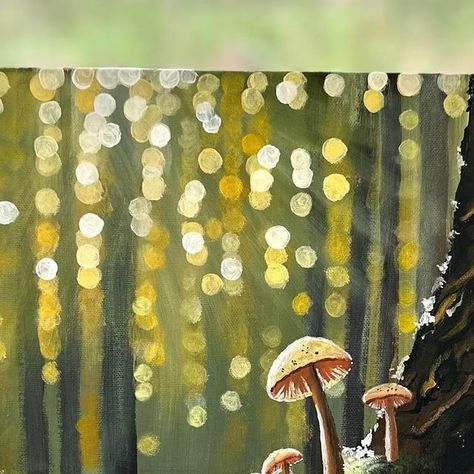 Brown Mushroom Painting, Paint And Sip Mushroom, Best Selling Paintings, Mushroom Forest Painting Easy, Painted Mushrooms Ideas, Mushroom Painting Ideas On Canvas, Acrylic Mushroom Painting, Simple Mushroom Painting, Mushroom Acrylic Painting