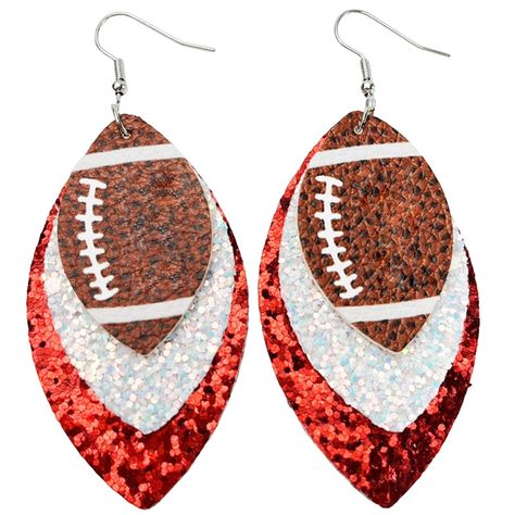 PRICES MAY VARY. These football earrings are stunning!The Size is suit for most people. This colorful Sports Lover earrings is perfect for you, make you unique in the crowd. The earring tradition design and precise craftsmanship to create special pieces that will delight you. Good for going party, daily wearing, dating, graduation party, concerts, wedding. If you have any question, please send email for us, we'll reply as soon as possible and help you to solve, thanks for you trust ♥♥ABOUT THIS 49ers Crafts, Lover Earrings, Football Earrings, Earring Ideas, Sports Lover, Girls Jewelry, Jewelry Diy, Leather Earrings, Graduation Party