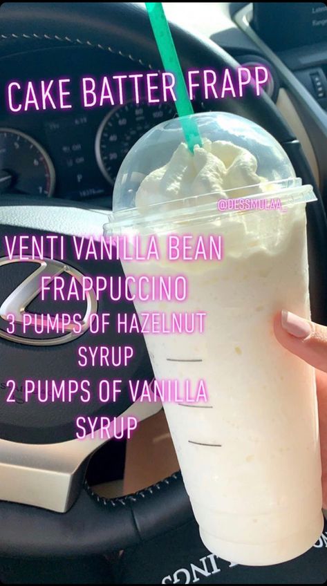 Cake Batter Frappuccino Starbucks, Starbucks Drinks To Try Vanilla, Tasty Starbucks Drinks, Cake Batter Starbucks Drink, Starbucks Frappe Orders, Starbucks Custom Drinks, Starbucks Recipes Frappuccino, Drinks To Get At Starbucks, Custom Starbucks Drinks