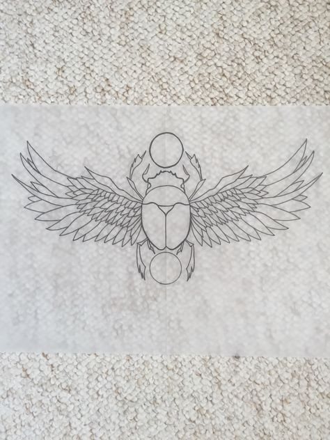 Fine line design of Egyptian scarab beetle for my throat Egyptian Bug Tattoo, Fine Line Scarab Tattoo, Scarab With Wings Tattoo, Egyptian Scarab Beetle Tattoo, Egyptian Tattoo Scarab, Egyptian Scarab Drawing, Egyptian Beetle Drawing, Fine Line Egyptian Tattoo, Scarab Egyptian Tattoo