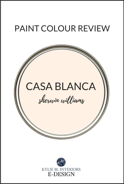 Discover one of the best cream paint colours, Sherwin Williams Casa Blanca. Learn about its LRV, undertones, and more with Kylie M E-design consulting and DIY decor advice! #kylieminteriors #bestpaintcolours #cream #creampaint #sherwinwilliams #casablanca #neutrals #colourconsultant #kyliemedesign #edesign #virtualdesign Sherwin Williams Casa Blanca, Sherwin Williams Antique White, Antique White Sherwin Williams, Warm Neutral Paint Colors, Kylie M Interiors, Cream Paint Colors, Antique White Cabinets, Beige Paint Colors, Antique White Paints