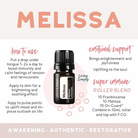 Doterra Melissa, Melissa Essential Oil, Essential Oils Properties, Diy Diffuser Blends, Diy Diffuser, Terra Essential Oils, Natural Room, Doterra Recipes, Homemade Essential Oils