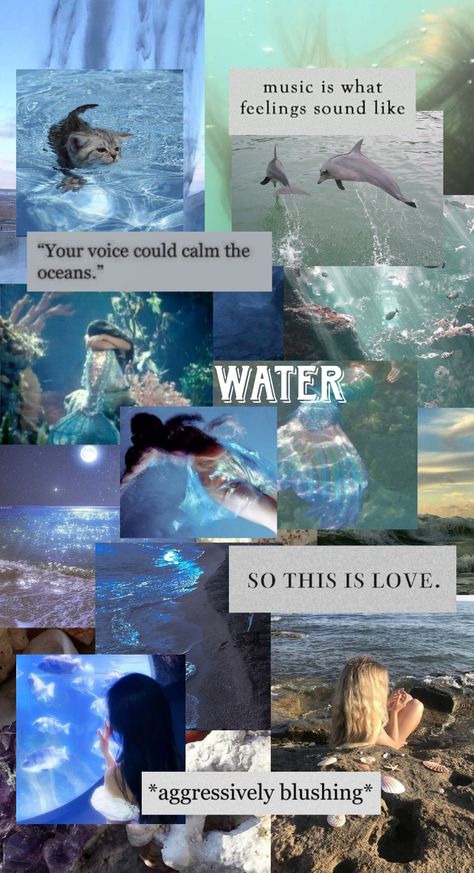 water aesthetic elements collage Water Element Aesthetic, Water Goddess Aesthetic, Ocean Moodboard, Aphrodite Aesthetic, Daughter Of Poseidon, Beachy Aesthetic, Cute Blue Wallpaper, Fairycore Aesthetic, A Court Of Wings And Ruin