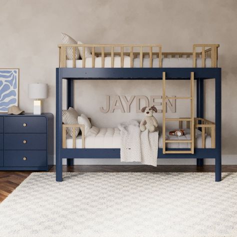 Santos Twin-Over-Twin Bunk Bed Two Bunk Beds, Kids Room Bunk Beds, Bunk Beds For Boys Room, Kids Beds For Boys, Bunk Beds Boys, Shared Bedroom, Kids Products, Twin Bunk Beds, Window Shopping