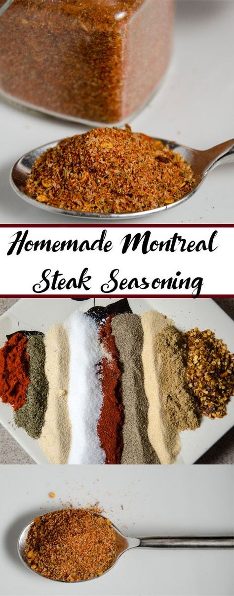 Homemade Montreal Steak Seasoning (aka: Montreal Steak Spice): easy to make, better than store-bought. Use on steak, pork, chicken, and more. How To Season Steaks For The Grill, Best Steak Seasoning Grilling, Homemade Steak Rub, Steak Spice Recipe, Diy Steak Seasoning, Steak Seasoning Recipes Easy, Steak Seasoning Recipes Rubs, Steak Rubs For Grilling, Steak Seasoning Recipes