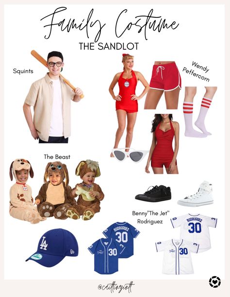 Sandlot Characters Costumes, Ham Porter Sandlot Costume, Sand Lot Costumes, The Sandlot Family Costumes, Baseball Umpire Costume, The Sandlot Couples Costume, Family Baseball Costumes, Family Costume With One Year Old, The Sandlot Photoshoot