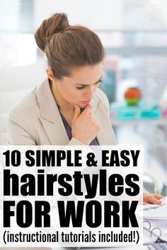 Late Hairstyles, Simple Easy Hairstyles, Hairstyles For Medium Length Hair Tutorial, Easy Hairstyles For Work, Work Updo, Simple And Easy Hairstyles, Running Late Hairstyles, Hairstyles For Work, Easy Work Hairstyles