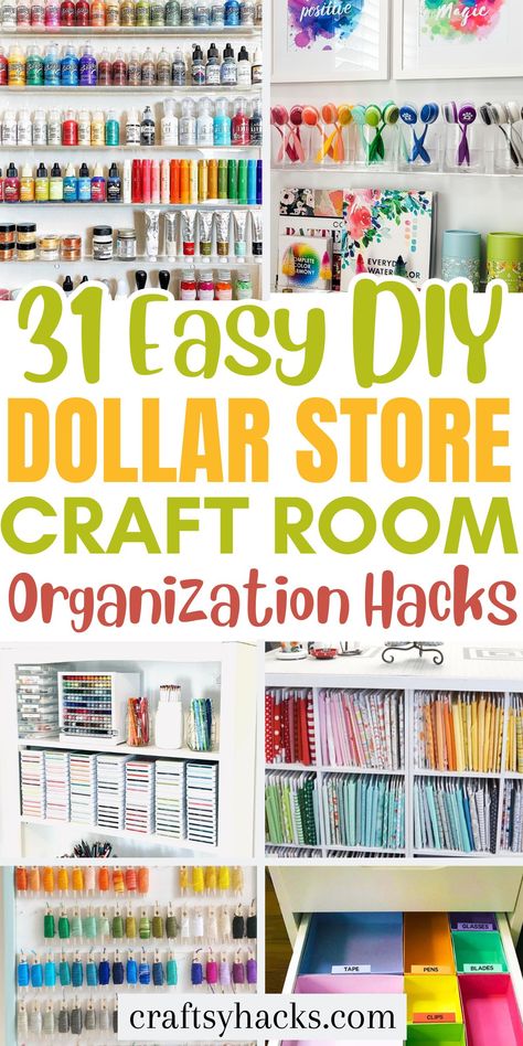 Explore simple and affordable DIY Dollar Store crafting room organization tips. Our craft room storage solutions and organizing hacks ensure your space stays functional and tidy. Storage For Crafts Organizing Ideas, Craft Storage Ideas Kids, Diy Storage Craft Room, Craft Room Bedroom Ideas, Diy Art Room Organization, Craft Room Supplies, Glitter Organization Storage Diy, Decorating A Craft Room, Arts And Crafts Closet Organization