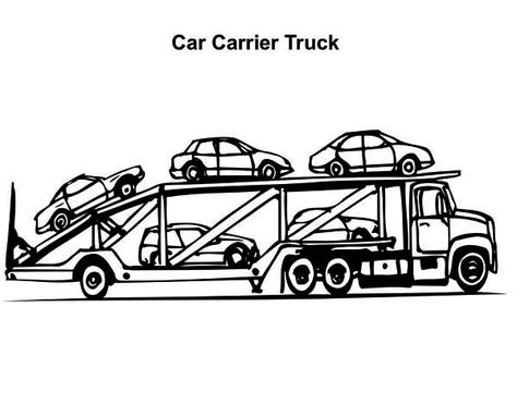 Car Carrier Semi Truck Coloring Page - NetArt Car Carrier Truck, Video Dress, Car Transporter, Car Hauler, Pages To Color, Coloring Pages Inspirational, Army Truck, Truck Coloring Pages, Car Carrier