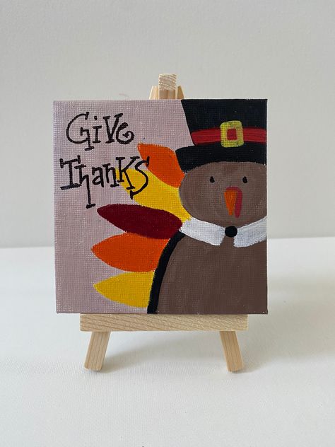 Turkey Canvas Painting For Kids, Thanksgiving Mini Canvas Paintings, Thanksgiving Painting Ideas Easy, Thanksgiving Painting Ideas For Kids, Cute Thanksgiving Paintings, November Canvas Painting Ideas, Thanksgiving Painting Ideas Canvas, Turkey Paintings On Canvas Easy, Thanksgiving Canvas Painting Ideas