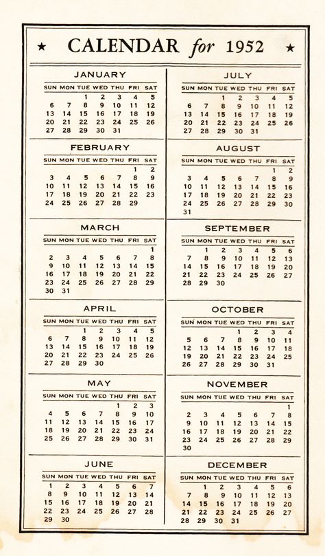 from 1952 Things to Remember Appointment Calendar manufactured by The Albrecht Co / Baltimore 1, MD Vintage Calendar Aesthetic, Old Calendar, Diy Organizer, Appointment Calendar, Calendar Layout, Vintage Calendar, Free Vintage Printables, Sunflower Pictures, Calendar Ideas